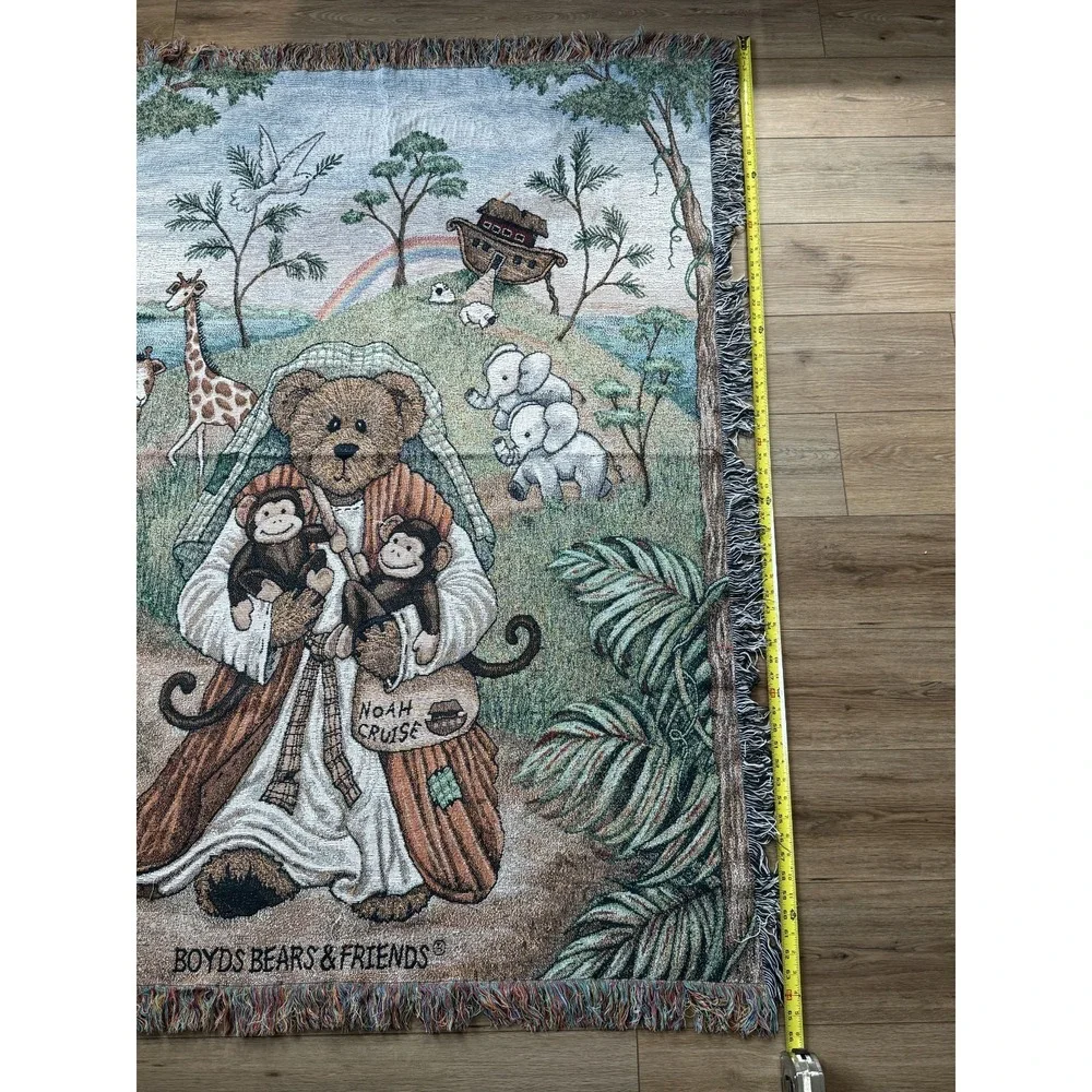 Boyds Bears & Friends Noah’s Cruise Woven Throw Blanket Tapestry 48x65
